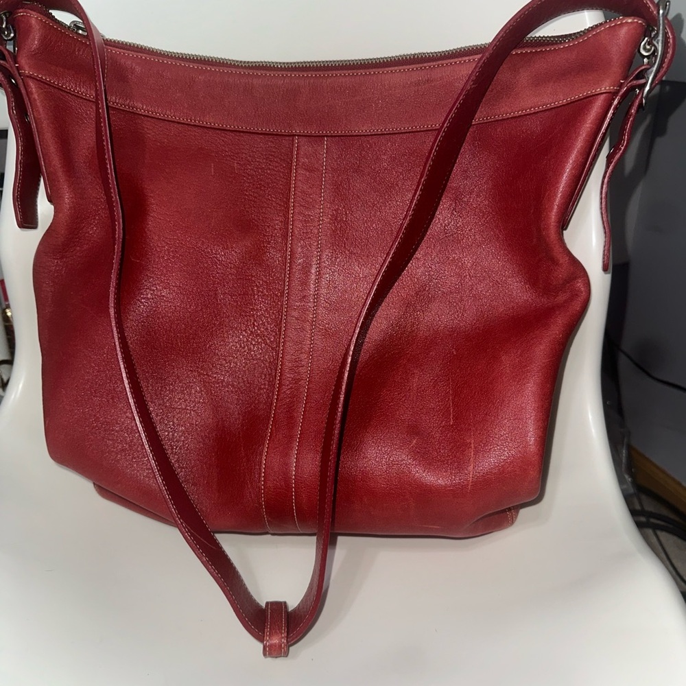 RARE Vintage COACH 9177 RED LEATHER slim shoulder crossbody messenger bag